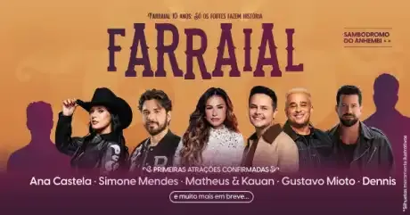 Farraial 2027 com Ana Castela, Simone Mendes, Matheus & Kauan, Dennis DJ e mais