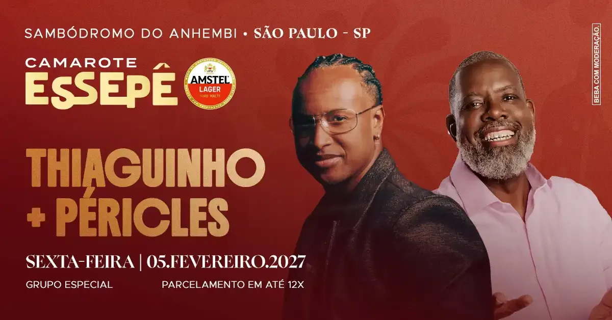 Camarote Essepê 2027 Desfile Grupo Especial Sexta com Thiaguinho e Péricles