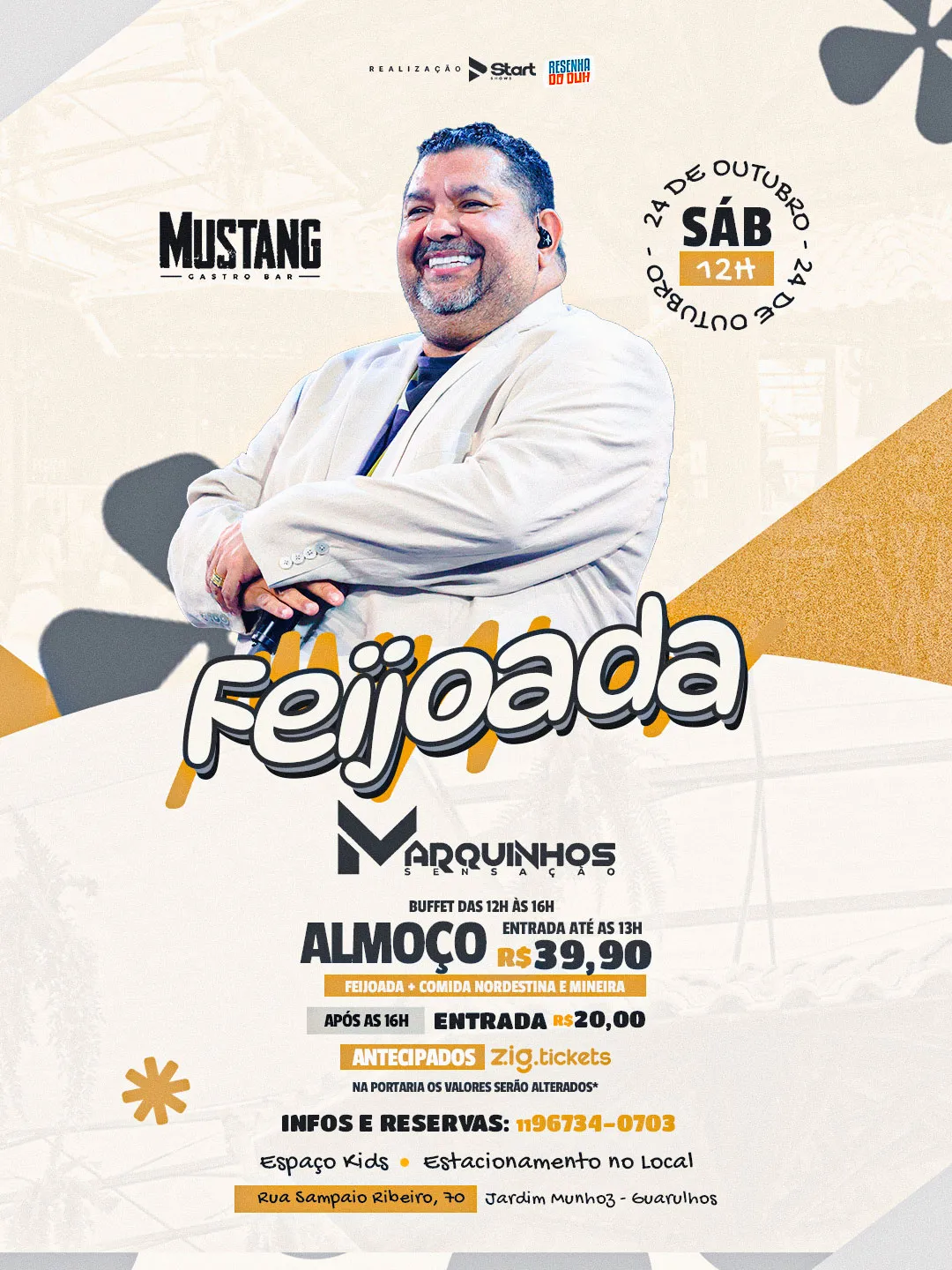 Marquinhos Sensação - Kako - Felipe Andrade Sábado 24/10/2026 no Mustang Guarulhos